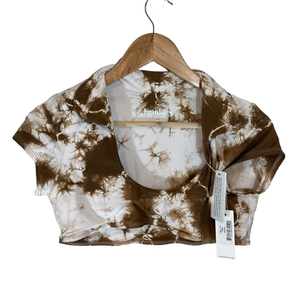 Frankies Bikinis Logan Top in Brownie Tie Dye NWT